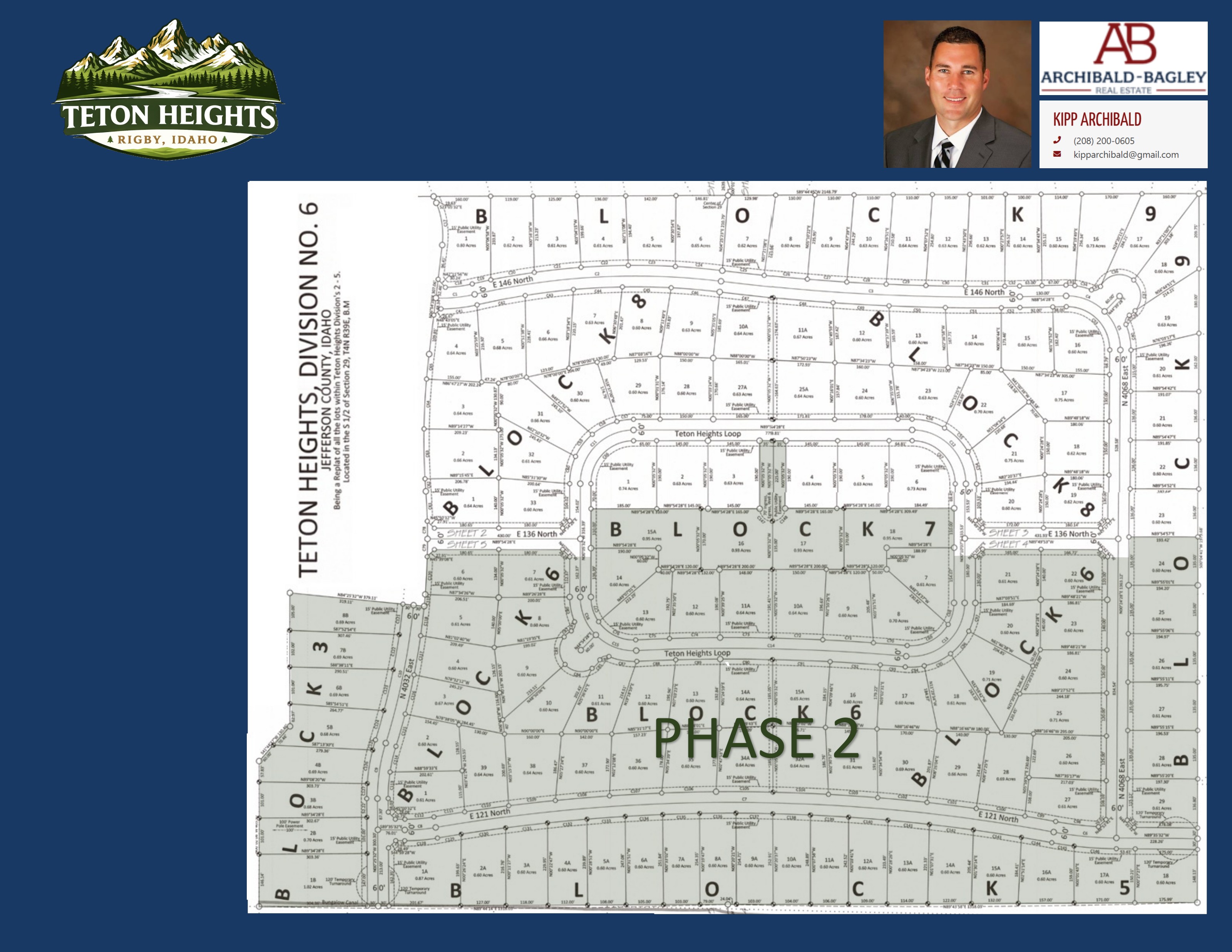 Teton Heights Division 6 Plat Map showing lot lines and lot numbers